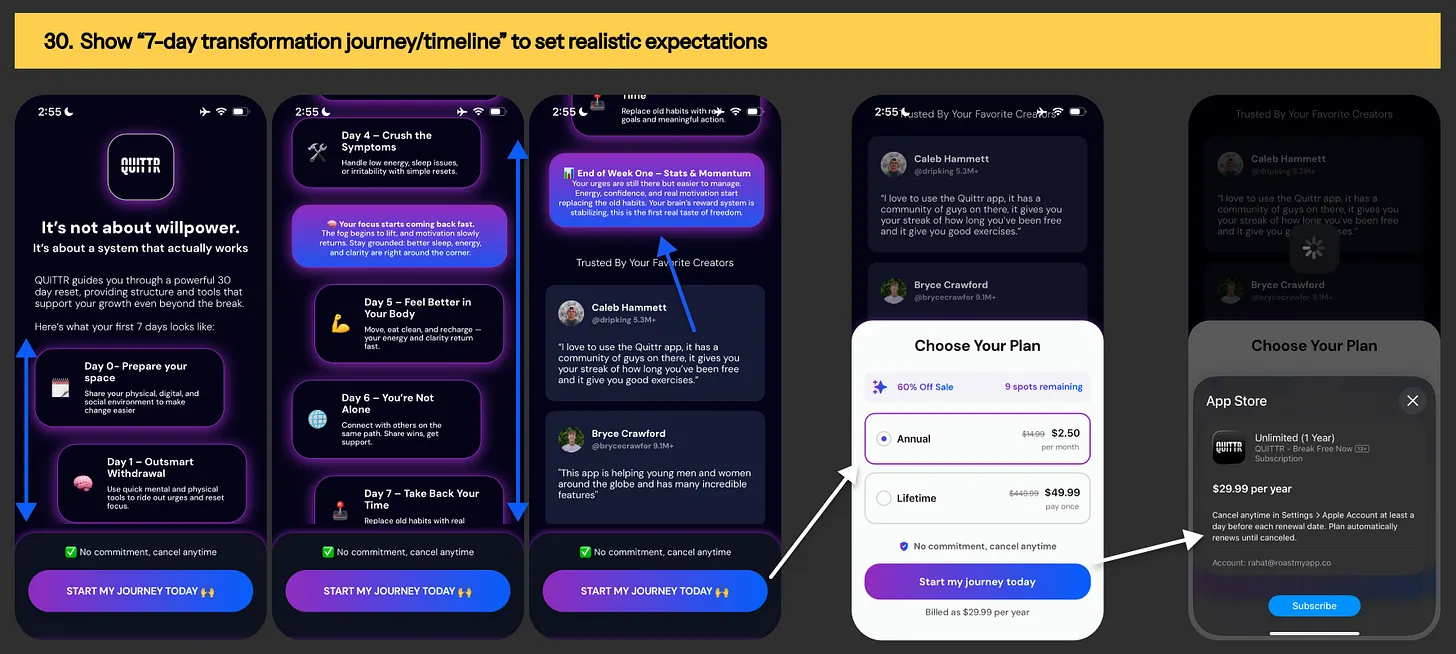 Paywall design pattern from Quittr app 