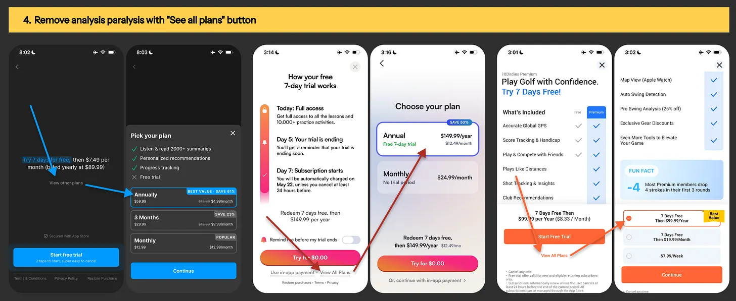 Paywall examples from Headway, BoldVoice & 18Birdies